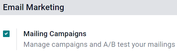 Vista del ajuste "campañas de correo" en Nexovate.