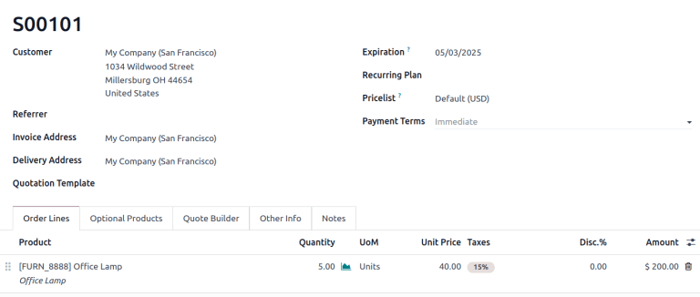 Orden de venta subida en la base de datos del vendedor.