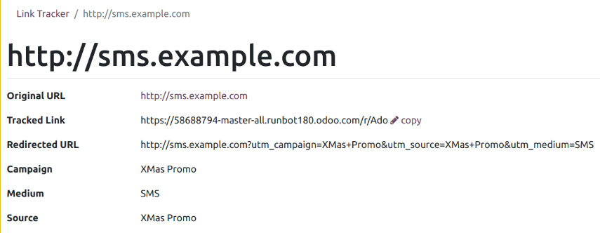 Ver las estadísticas relacionadas con un enlace rastreado específico.