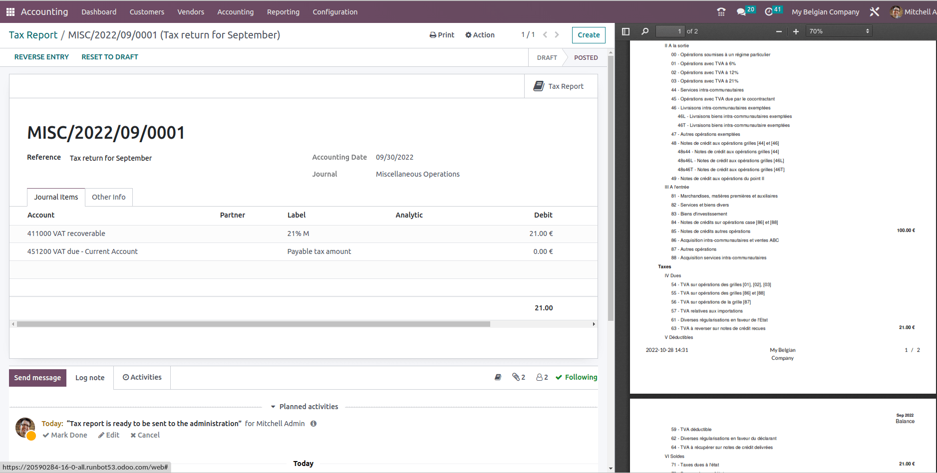 Ejemplo de una declaración de impuestos