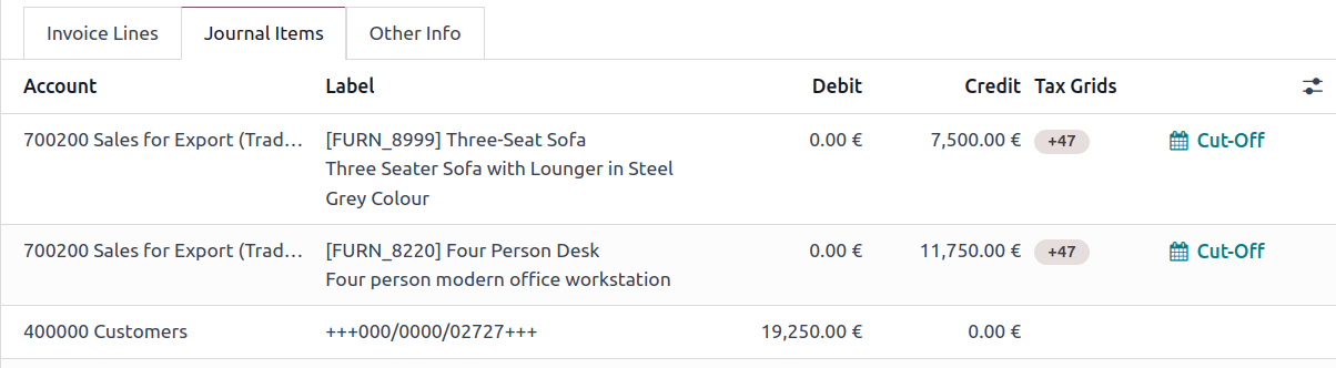 vea las tablas de impuestos que se utilizan para registrar las transacciones en la aplicación Contabilidad de Nexovate