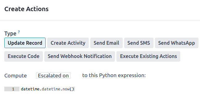Captura de pantalla de un ejemplo para calcular un campo de fecha y hora personalizado con una expresión Python.