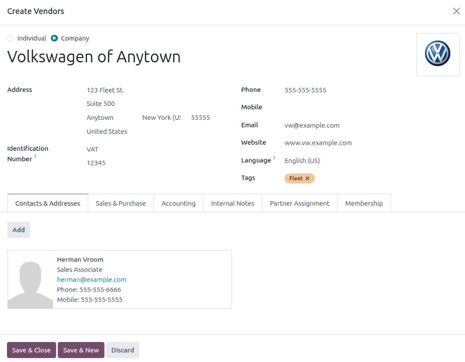 Formulario de proveedor a completar al momento de agregar uno nuevo.