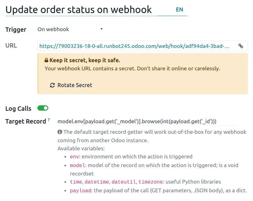 Captura de pantalla del ejemplo de un activador con la opción "Según el campo de fecha" seleccionada.
