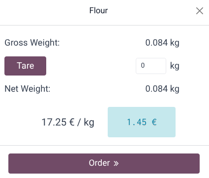 Captura de pantalla de la ventana de pesaje.